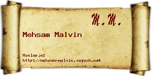 Mehsam Malvin névjegykártya